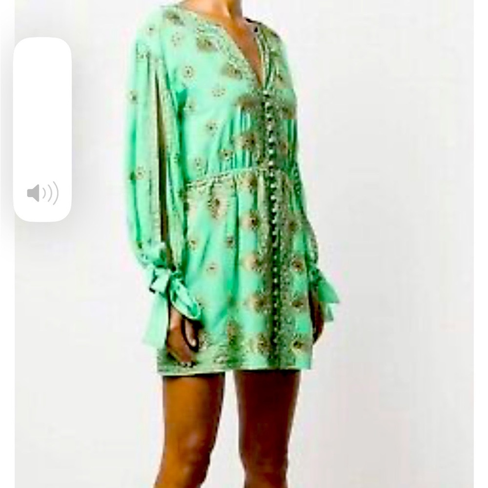 NWT Alice and Olivia Jade/Gold Dress